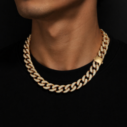 AVchainz Single Row Stone Cuban Link – 12mm