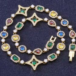 AV Chainz Jewelry Chains Necklaces Bracelets & More Gold Colorful Gemstone Chain - 9mm 1