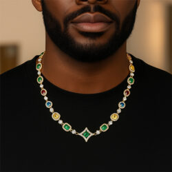 AV Chainz Jewelry Chains Necklaces Bracelets & More Gold Colorful Gemstone Chain - 9mm Model 2