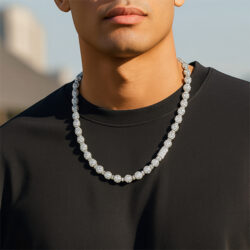 AV Chainz Jewelry Chains Necklaces Bracelets & More Stone Station Cuban Silver Tennis Chain - 7.5mm Model 2